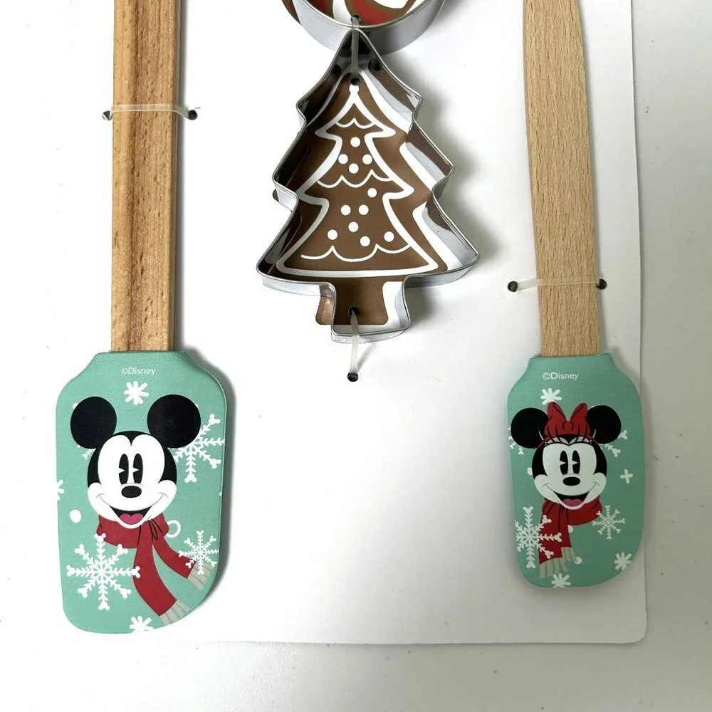Disney Mickey Minnie Spatula Cookie Cutter 4‎ Piece Set Christmas Winter NEW